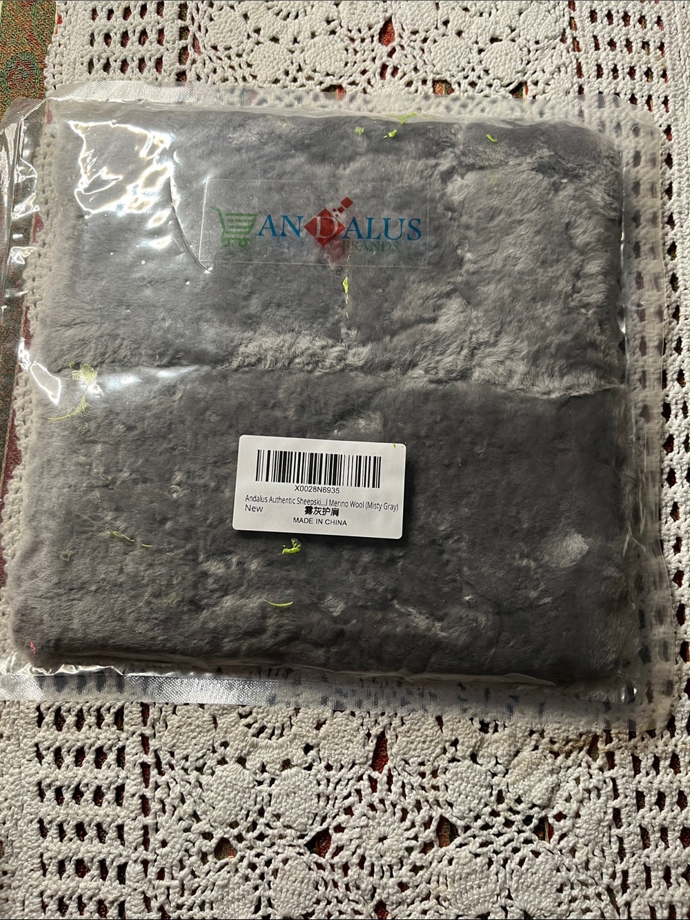 Andalus sheepskin merino wool seat belt cover Velcro closure  Misty Gray set 2